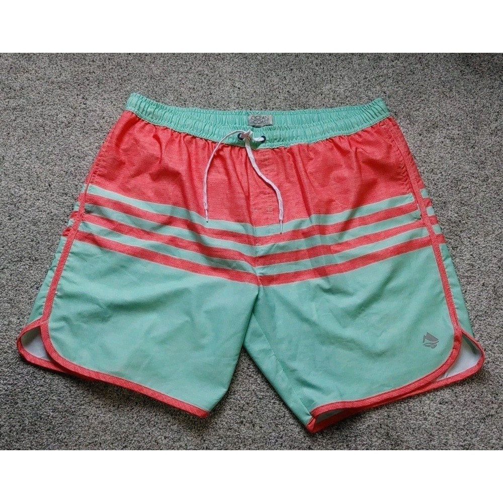 Mens Ocean Coast Swim Trunks Board Shorts XL Drawstring Lined Pockets Bright 8"